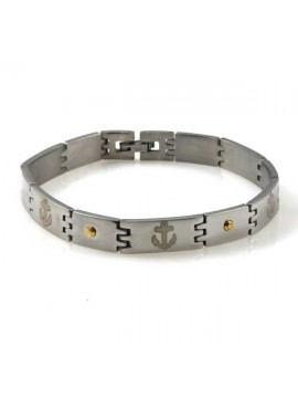 Bracciale in acciaio e oro tema ancore