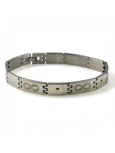 Bracciale con infinito in acciaio e oro