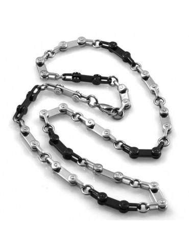 collana uomo in acciaio maglia particolare a due colori
