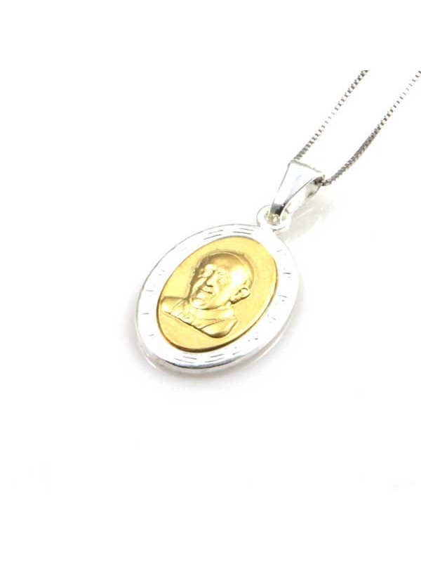 collana con medaglia di papa francesco in argento 925