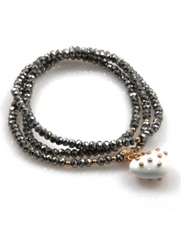 bracciale collana elastico con cristalli e ciondolo cuore - bcc1384
