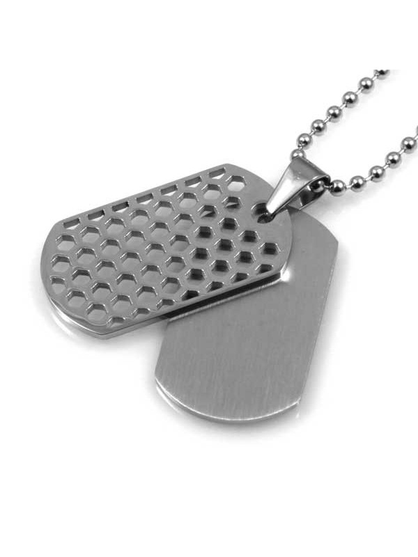 collana con doppia piastra da incidere in acciaio ciondolo pendente