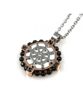 collana con timone in acciaio e smalti ciondolo pendente