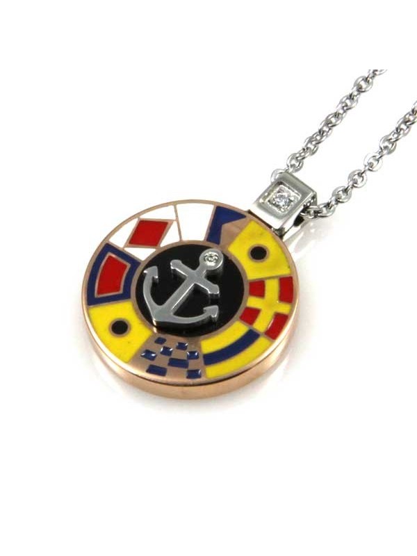 collana con ancora in acciaio e smalti ciondolo pendente