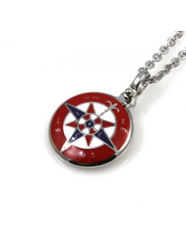 collana con rosa dei venti in acciaio e smalti ciondolo pendente