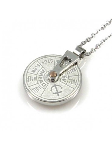 collana con elemento comandi nave in acciaio ciondolo pendente