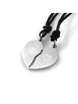 collana cuore che si spezza in acciaio ciondolo pendente