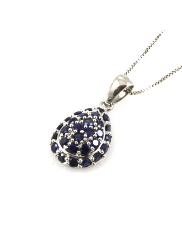 Collana a goccia in argento 925 con strass blu
