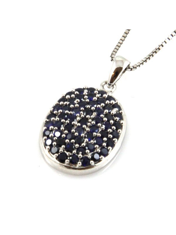 Collana ovale in argento 925 con strass neri