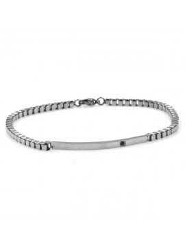 bracciale con piastra e strass sottile catena grumetta quadrata