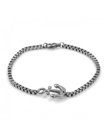 bracciale con ancora in acciaio catena grumetta quadrata
