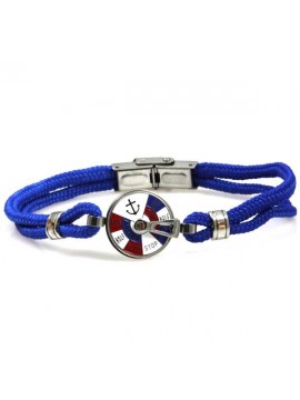 bracciale con elemento marinaro leva comandi smaltato e cordoncino