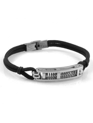 bracciale uomo con molla particolare acciaio e cordoncino