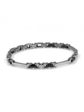 bracciale in acciaio e ceramica nera uomo