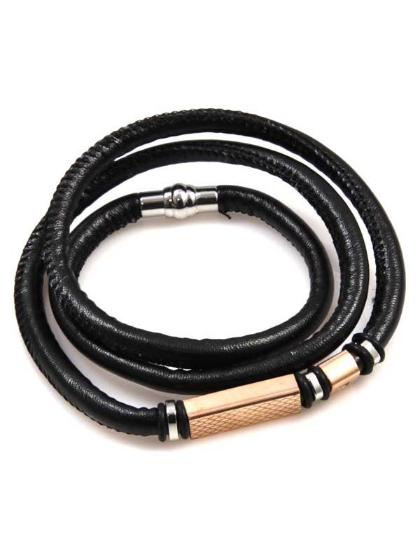 bracciale in pelle da attorcigliare con piastra