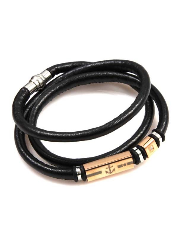 bracciale in pelle da attorcigliare con simboli marinari