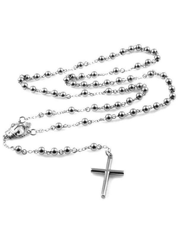 collana rosario in acciaio inossidabile con corona big