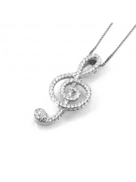 collana con chiave di sol violino ciondolo pendente in argento 925