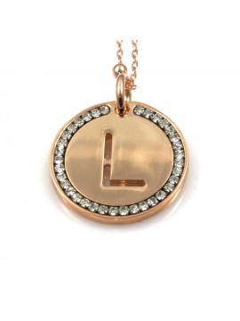 collana con lettera l iniziale ciondolo pendente in bronzo ramato
