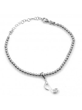 bracciale con nota musicale in argento 925 e strass