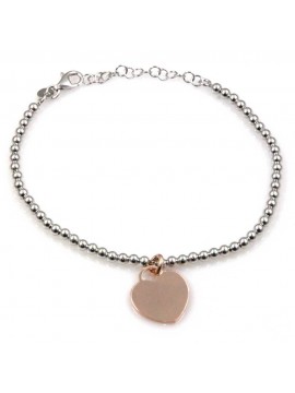 bracciale con cuoricino ramato in argento 925