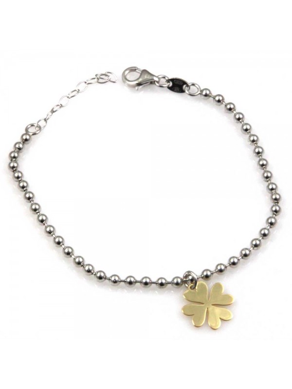 bracciale con quadrifoglio dorato in argento 925