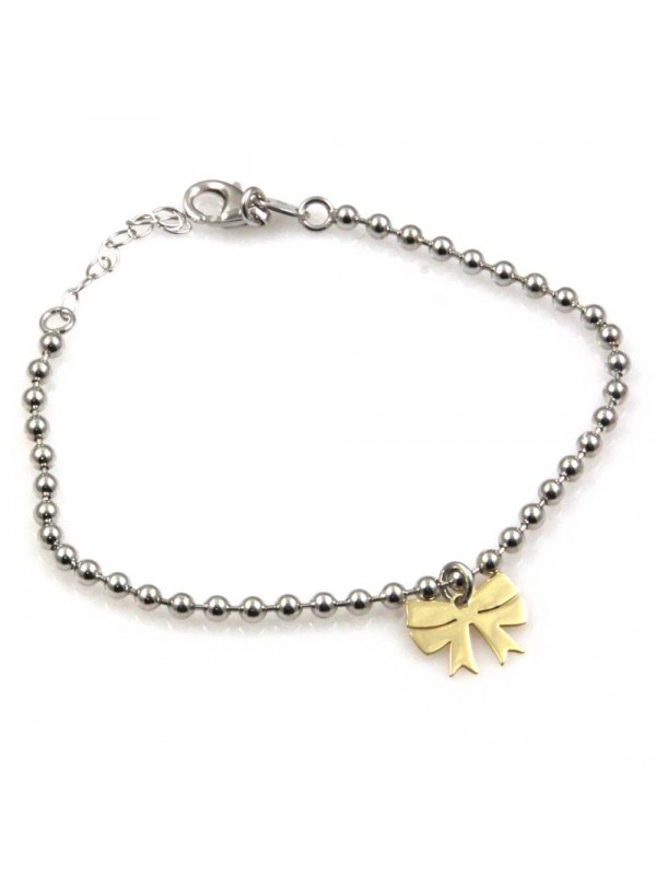 bracciale con fiocco dorato in argento 925