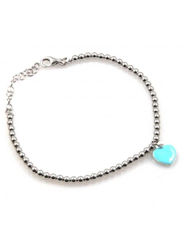 bracciale con cuoricino in argento smaltato celeste