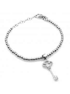 bracciale con chiave ciondolo pendente in argento 925 e strass