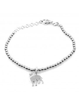 bracciale con cane mastino ciondolo pendente in argento 925 e strass