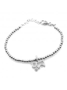 bracciale con cagnolino schnauzer ciondolo pendente in argento 925 e strass