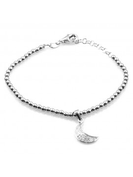 bracciale con luna ciondolo pendente in argento 925 e strass
