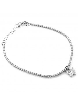 bracciale in argento con ciondolo pendente farfalla in argento 925 e strass