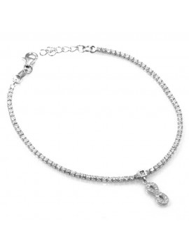 bracciale in argento con ciondolo pendente infinito in argento 925 e strass