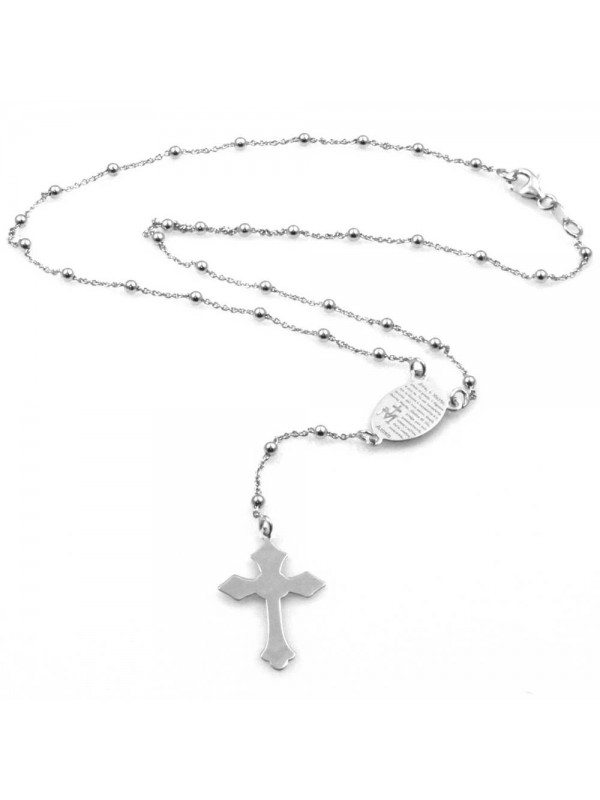 collana rosario in argento 925 e strass scritta ave maria