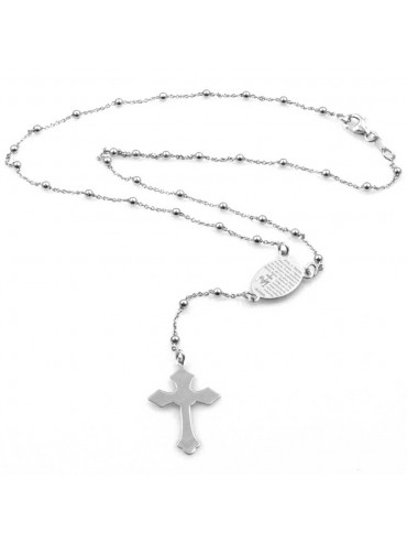 collana rosario in argento 925 e strass scritta ave maria