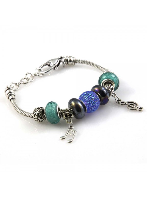 bracciale donna con beads e ciondoli in ceramica cristallo e swarovski