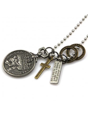 collana uomo con ciondoli e pendenti motivo vintage