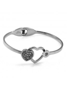 bracciale in acciaio e strass rigido donna tema cuore