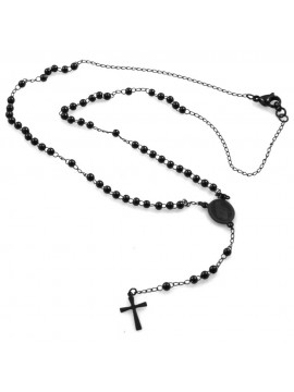 collana rosario in acciaio galvanica colore nero
