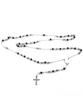 collana rosario in acciaio postine bicolore