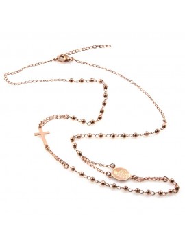 collana rosario in acciaio ramato modello girocollo
