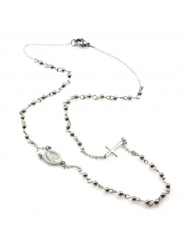 collana rosario in acciaio modello girocollo