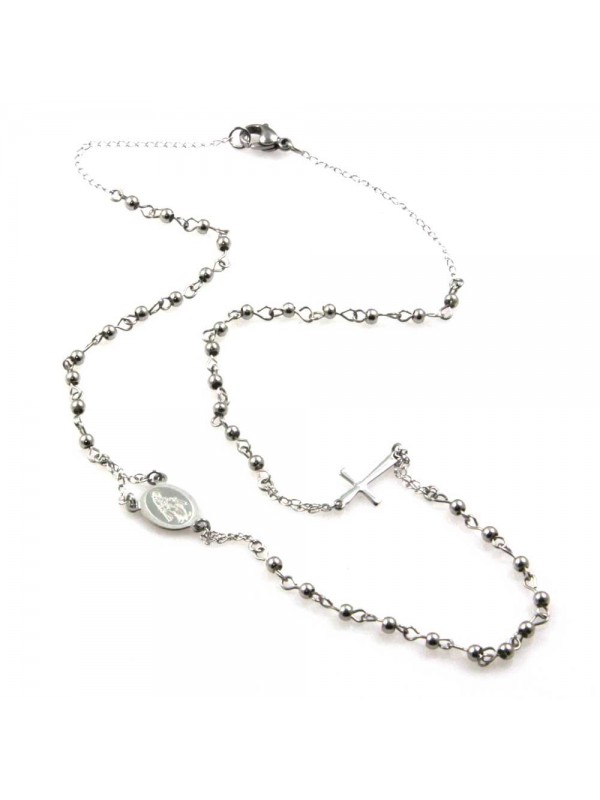 collana rosario in acciaio modello girocollo