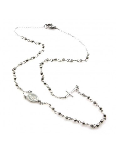 collana rosario in acciaio modello girocollo
