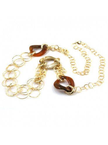 Collana donna in bronzo dorato e resina