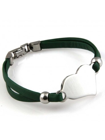 bracciale donna con cuore in acciaio e ecopelle personalizzabile con incisione