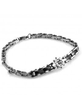 bracciale uomo con timone in acciaio 316l e ceramica