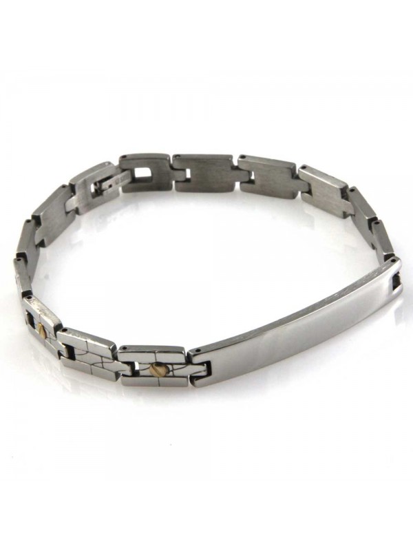 bracciale in acciaio con elementi in oro 18 kt uomo donna personalizzabile con incisione