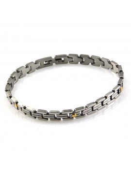 bracciale in acciaio con elementi in oro 18 kt uomo donna